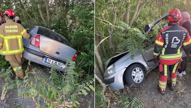 Balıkesir’de Otomobil Kazası: Şarampole Yuvarlanma Sonucu İki Kişi Yaralandı