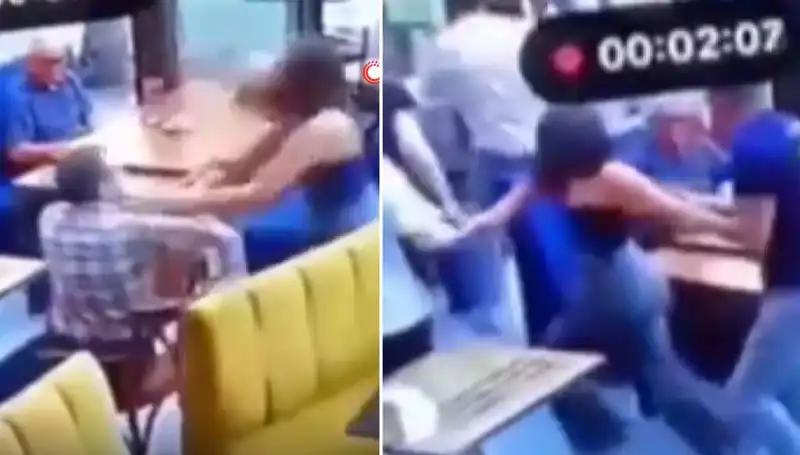 Garsona Tokat Atan Müşteri, Restoranın Güçlü Ekibi Tarafından Döküldü!